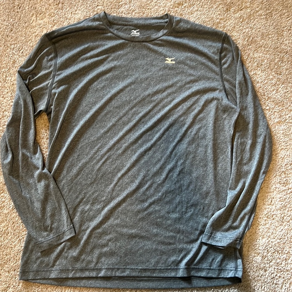 Mizuno Mens Dry fit Grey Long sleeve running shirt XL EUC Athletic Athleisure